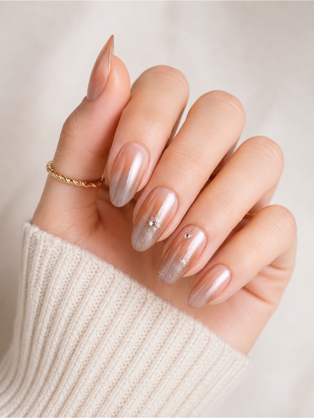 imPRESS Nude Ombre Press-On Nails with Subtle Accent “Crisp”
